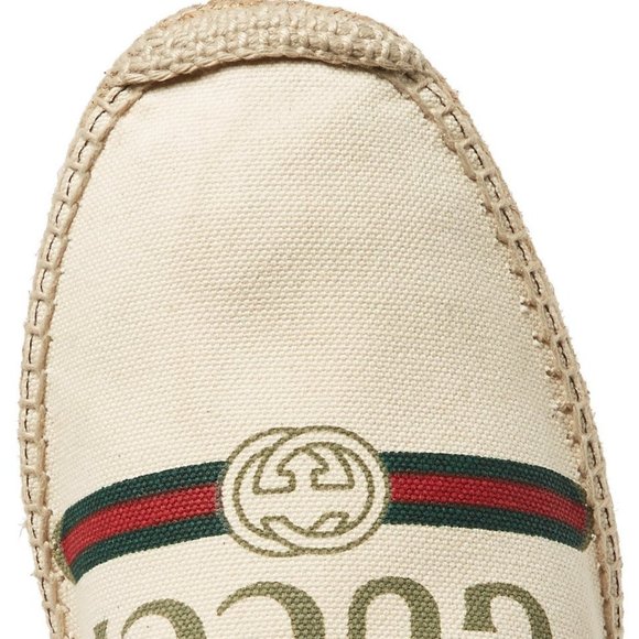 New Gucci Printed Canvas Espadrille Flats in White NEW IN BOX WITH SHOE BAGS - Picture 7 of 10